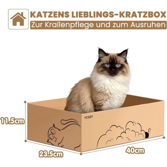 Ycozy Cat Scratching Board with Box and 5 Scratching Boards, Large XXL Double-Sided Scratching Board for Cats, High-Quality Interchangeable Cardboard, Durable Cat Furniture Ycozy Cat Scratching Board with Box and 5 Scratching Boards, Large XXL Double-Sided Scratching Board for Cats, High-Quality Interchangeable Cardboard, Durable Cat Furniture