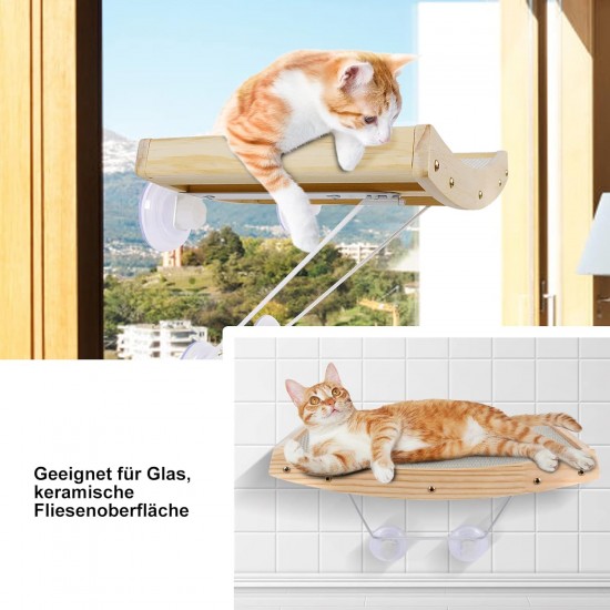 ZNM Cat Window Seats, Cat Hammock, Sisal, Solid Wood Frame, Cat Bed Window with Sturdy Suction Cups, Cat Hanging Bed Window, Space-Saving Design, Holds up to 18 kg ZNM Cat Window Seats, Cat Hammock, Sisal, Solid Wood Frame, Cat Bed Window with Sturdy Suction Cups, Cat Hanging Bed Window, Space-Saving Design, Holds up to 18 kg