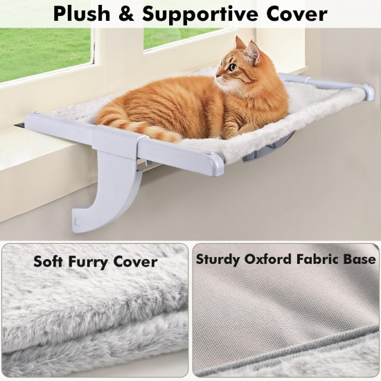 Zoratoo Window Sill Mount Cat Perch for Indoor Cats, Single Step Sliding Clamp Slot, Adjustment, Cat Hammock with Removable Two Fabric Covers, No Suction Cups, Cat Bed for Zoratoo Window Sill Mount Cat Perch for Indoor Cats, Single Step Sliding Clamp Slot, Adjustment, Cat Hammock with Removable Two Fabric Covers, No Suction Cups, Cat Bed for