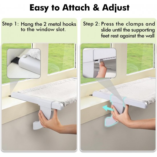 Zoratoo Window Sill Mount Cat Perch for Indoor Cats, Single Step Sliding Clamp Slot, Adjustment, Cat Hammock with Removable Two Fabric Covers, No Suction Cups, Cat Bed for Zoratoo Window Sill Mount Cat Perch for Indoor Cats, Single Step Sliding Clamp Slot, Adjustment, Cat Hammock with Removable Two Fabric Covers, No Suction Cups, Cat Bed for