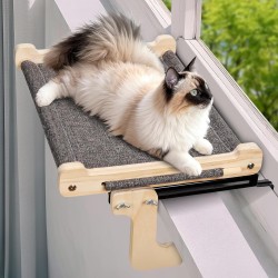 Zvonema Cat Hammock, Cat Window Lounger, Sturdy Large Cat Hammock, Wooden Cat Bed Window with Removable Thick Cover, Comfortable Cat Bed Windowsill, Space-Saving Design up to 30 kg Zvonema Cat Hammock, Cat Window Lounger, Sturdy Large Cat Hammock, Wooden Cat Bed Window with Removable Thick Cover, Comfortable Cat Bed Windowsill, Space-Saving Design up to 30 kg