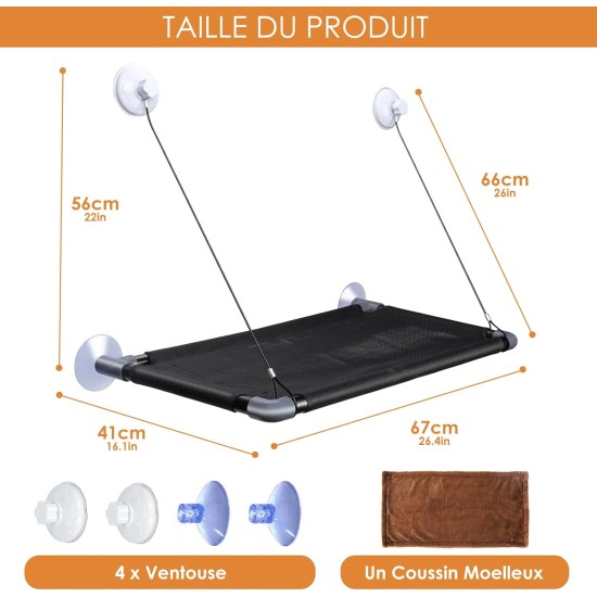 Zvonema Cat Hammock, Window Hammock for Cats with Stabilised Suction Cup, Brown Cat Blanket & Stainless Steel Frame, Cat Window, Easy to Install, Holds 10 kg Zvonema Cat Hammock, Window Hammock for Cats with Stabilised Suction Cup, Brown Cat Blanket & Stainless Steel Frame, Cat Window, Easy to Install, Holds 10 kg