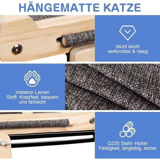 Zvonema Katzen Hängematte, Katzen Fensterliege, Stabil groß Katzenhängematte, Holz Katzenbett Fenster mit Abnehmbarem Dickem Bezug, Bequem Katzenbett Fensterbank, Platzsparendes Design bis zu 30kg Zvonema Katzen Hängematte, Katzen Fensterliege, Stabil groß Katzenhängematte, Holz Katzenbett Fenster mit Abnehmbarem Dickem Bezug, Bequem Katzenbett Fensterbank, Platzsparendes Design bis zu 30kg
