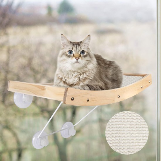 Zvonema ZNM Cat Window Seats, Cat Hammock, Sisal, Solid Wood Frame, Cat Bed Window with Sturdy Suction Cups, Cat Hanging Bed Window, Space-Saving Design, Holds up to 18 kg Zvonema ZNM Cat Window Seats, Cat Hammock, Sisal, Solid Wood Frame, Cat Bed Window with Sturdy Suction Cups, Cat Hanging Bed Window, Space-Saving Design, Holds up to 18 kg