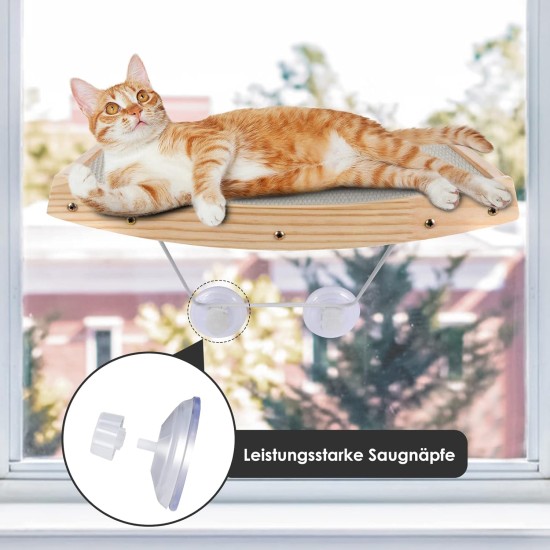 Zvonema ZNM Cat Window Seats, Cat Hammock, Sisal, Solid Wood Frame, Cat Bed Window with Sturdy Suction Cups, Cat Hanging Bed Window, Space-Saving Design, Holds up to 18 kg Zvonema ZNM Cat Window Seats, Cat Hammock, Sisal, Solid Wood Frame, Cat Bed Window with Sturdy Suction Cups, Cat Hanging Bed Window, Space-Saving Design, Holds up to 18 kg
