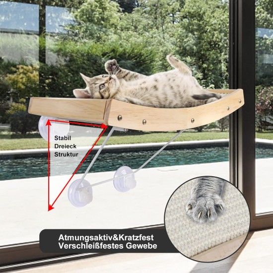 Zvonema ZNM Cat Window Seats, Cat Hammock, Sisal, Solid Wood Frame, Cat Bed Window with Sturdy Suction Cups, Cat Hanging Bed Window, Space-Saving Design, Holds up to 18 kg Zvonema ZNM Cat Window Seats, Cat Hammock, Sisal, Solid Wood Frame, Cat Bed Window with Sturdy Suction Cups, Cat Hanging Bed Window, Space-Saving Design, Holds up to 18 kg
