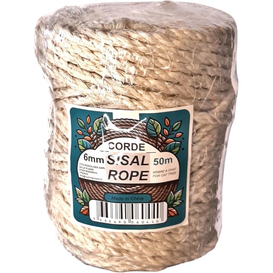cyclingcolors Sisal Rope for Scratching Post 6 mm x 50 m Natural Sisal Rope Sisal for Scratching Post Rope Cord for Scratching Post Replacement Cat Accessories Crafts Decorating Houses cyclingcolors Sisal Rope for Scratching Post 6 mm x 50 m Natural Sisal Rope Sisal for Scratching Post Rope Cord for Scratching Post Replacement Cat Accessories Crafts Decorating Houses