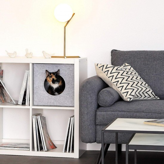 dibea Felt Cat Cave with or without Cushion, Foldable Cuddly Cave for Cats, Shelf for Cats, 33 x 37 x 33 cm dibea Felt Cat Cave with or without Cushion, Foldable Cuddly Cave for Cats, Shelf for Cats, 33 x 37 x 33 cm