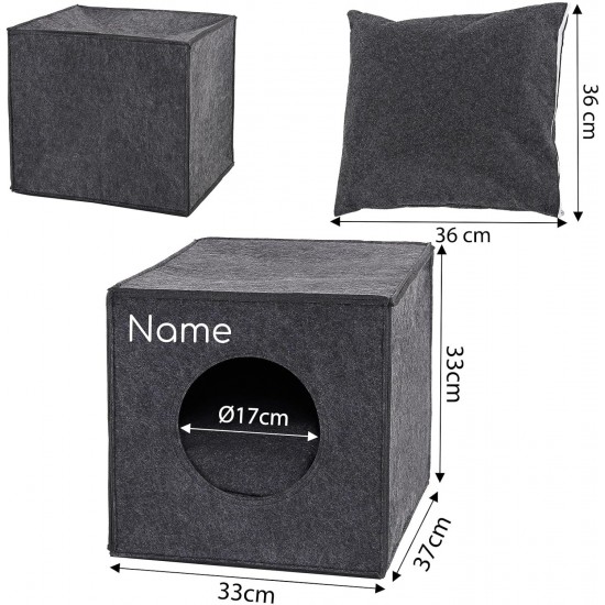 dibea Felt Cat Cave with or without Cushion, Foldable Cuddly Cave for Cats, Shelf for Cats, 33 x 37 x 33 cm dibea Felt Cat Cave with or without Cushion, Foldable Cuddly Cave for Cats, Shelf for Cats, 33 x 37 x 33 cm