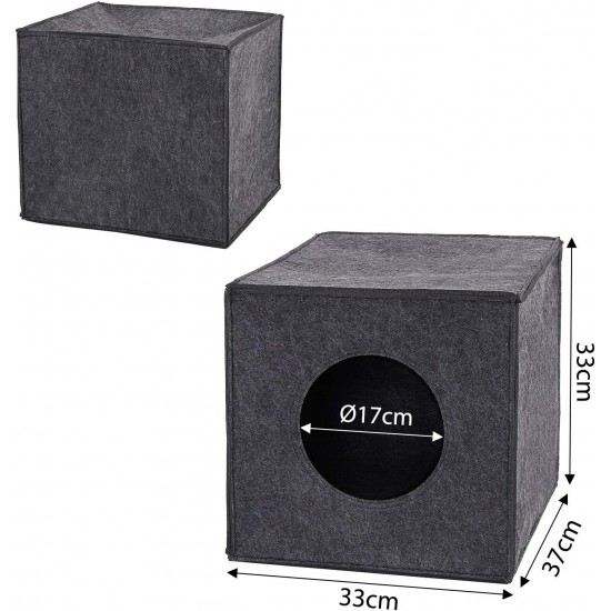 dibea Felt Cat Cave with or without Cushion, Foldable Cuddly Cave for Cats, Shelf for Cats, 33 x 37 x 33 cm dibea Felt Cat Cave with or without Cushion, Foldable Cuddly Cave for Cats, Shelf for Cats, 33 x 37 x 33 cm