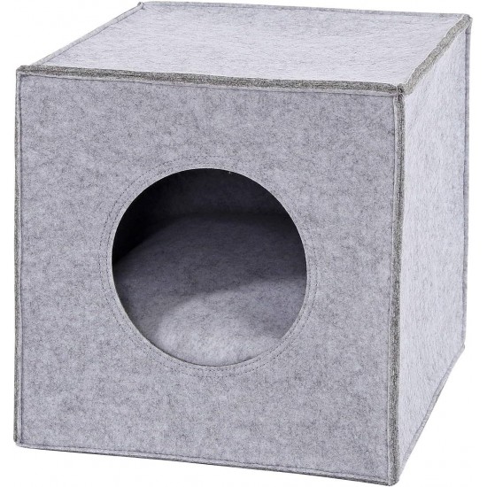 dibea Felt Cat Cave with or without Cushion, Foldable Cuddly Cave for Cats, Shelf for Cats, 33 x 37 x 33 cm dibea Felt Cat Cave with or without Cushion, Foldable Cuddly Cave for Cats, Shelf for Cats, 33 x 37 x 33 cm