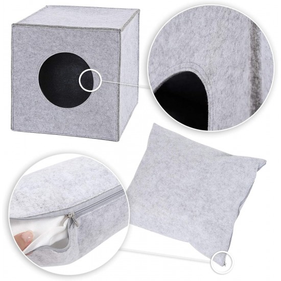 dibea Felt Cat Cave with or without Cushion, Foldable Cuddly Cave for Cats, Shelf for Cats, 33 x 37 x 33 cm dibea Felt Cat Cave with or without Cushion, Foldable Cuddly Cave for Cats, Shelf for Cats, 33 x 37 x 33 cm