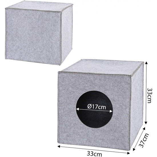 dibea Felt Cat Cave with or without Cushion, Foldable Cuddly Cave for Cats, Shelf for Cats, 33 x 37 x 33 cm dibea Felt Cat Cave with or without Cushion, Foldable Cuddly Cave for Cats, Shelf for Cats, 33 x 37 x 33 cm