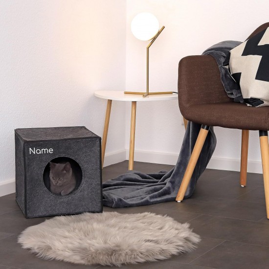dibea Felt Cat Cave with or without Cushion, Foldable Cuddly Cave for Cats, Shelf for Cats, 33 x 37 x 33 cm dibea Felt Cat Cave with or without Cushion, Foldable Cuddly Cave for Cats, Shelf for Cats, 33 x 37 x 33 cm
