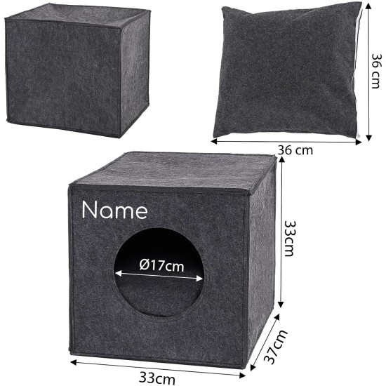 dibea Felt Cat Cave with or without Cushion, Foldable Cuddly Cave for Cats, Shelf for Cats, 33 x 37 x 33 cm dibea Felt Cat Cave with or without Cushion, Foldable Cuddly Cave for Cats, Shelf for Cats, 33 x 37 x 33 cm