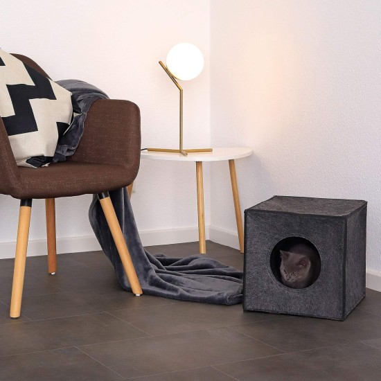 dibea Felt Cat Cave with or without Cushion, Foldable Cuddly Cave for Cats, Shelf for Cats, 33 x 37 x 33 cm dibea Felt Cat Cave with or without Cushion, Foldable Cuddly Cave for Cats, Shelf for Cats, 33 x 37 x 33 cm