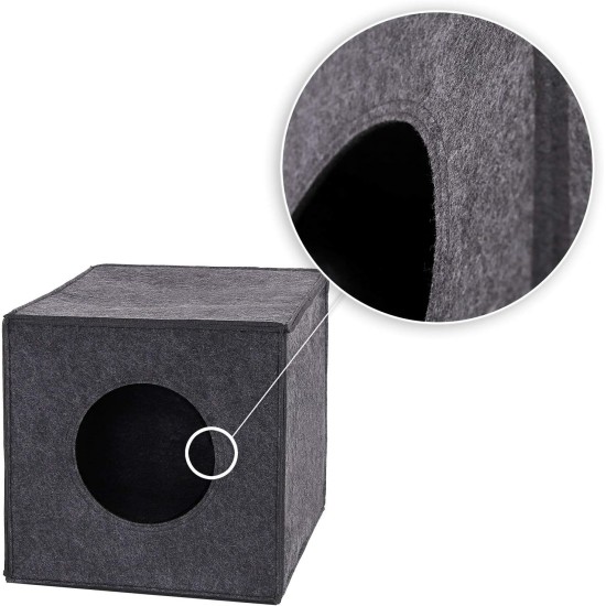 dibea Felt Cat Cave with or without Cushion, Foldable Cuddly Cave for Cats, Shelf for Cats, 33 x 37 x 33 cm dibea Felt Cat Cave with or without Cushion, Foldable Cuddly Cave for Cats, Shelf for Cats, 33 x 37 x 33 cm