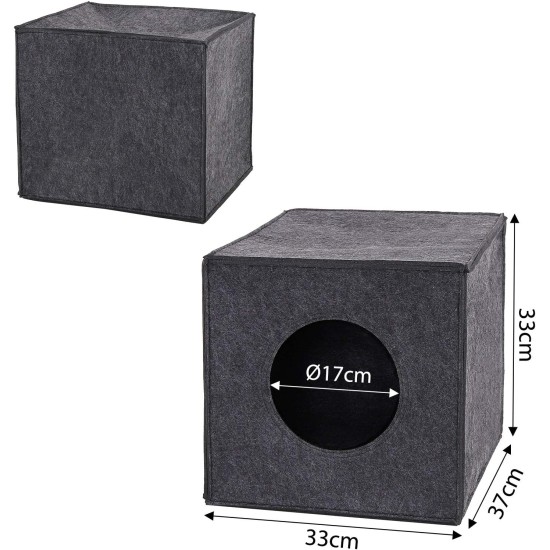 dibea Felt Cat Cave with or without Cushion, Foldable Cuddly Cave for Cats, Shelf for Cats, 33 x 37 x 33 cm dibea Felt Cat Cave with or without Cushion, Foldable Cuddly Cave for Cats, Shelf for Cats, 33 x 37 x 33 cm