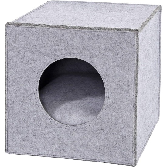 dibea Felt Cat Cave with or without Cushion, Foldable Cuddly Cave for Cats, Shelf for Cats, 33 x 37 x 33 cm dibea Felt Cat Cave with or without Cushion, Foldable Cuddly Cave for Cats, Shelf for Cats, 33 x 37 x 33 cm