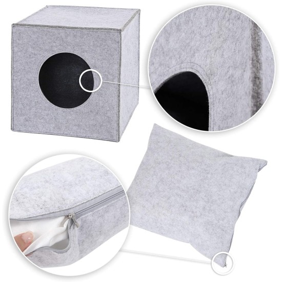 dibea Felt Cat Cave with or without Cushion, Foldable Cuddly Cave for Cats, Shelf for Cats, 33 x 37 x 33 cm dibea Felt Cat Cave with or without Cushion, Foldable Cuddly Cave for Cats, Shelf for Cats, 33 x 37 x 33 cm