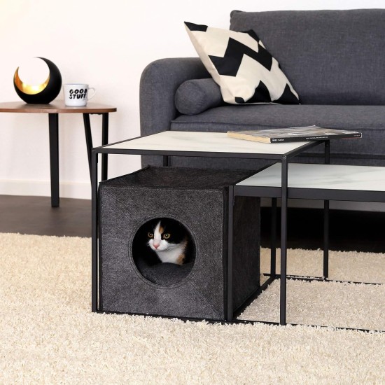 dibea Felt Cat Cave with or without Cushion, Foldable Cuddly Cave for Cats, Shelf for Cats, 33 x 37 x 33 cm dibea Felt Cat Cave with or without Cushion, Foldable Cuddly Cave for Cats, Shelf for Cats, 33 x 37 x 33 cm