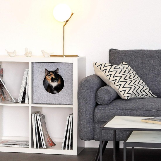 dibea Felt Cat Cave with or without Cushion, Foldable Cuddly Cave for Cats, Shelf for Cats, 33 x 37 x 33 cm dibea Felt Cat Cave with or without Cushion, Foldable Cuddly Cave for Cats, Shelf for Cats, 33 x 37 x 33 cm