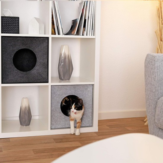 dibea Felt Cat Cave with or without Cushion, Foldable Cuddly Cave for Cats, Shelf for Cats, 33 x 37 x 33 cm dibea Felt Cat Cave with or without Cushion, Foldable Cuddly Cave for Cats, Shelf for Cats, 33 x 37 x 33 cm