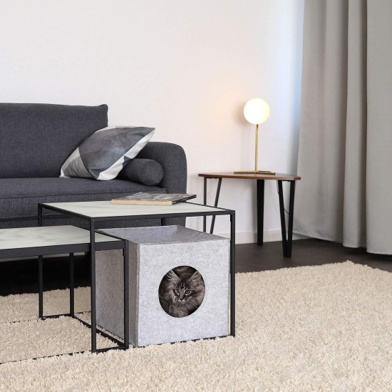dibea Felt Cat Cave with or without Cushion, Foldable Cuddly Cave for Cats, Shelf for Cats, 33 x 37 x 33 cm dibea Felt Cat Cave with or without Cushion, Foldable Cuddly Cave for Cats, Shelf for Cats, 33 x 37 x 33 cm