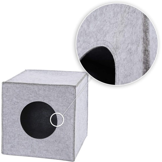 dibea Felt Cat Cave with or without Cushion, Foldable Cuddly Cave for Cats, Shelf for Cats, 33 x 37 x 33 cm dibea Felt Cat Cave with or without Cushion, Foldable Cuddly Cave for Cats, Shelf for Cats, 33 x 37 x 33 cm