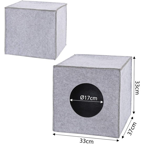 dibea Felt Cat Cave with or without Cushion, Foldable Cuddly Cave for Cats, Shelf for Cats, 33 x 37 x 33 cm dibea Felt Cat Cave with or without Cushion, Foldable Cuddly Cave for Cats, Shelf for Cats, 33 x 37 x 33 cm