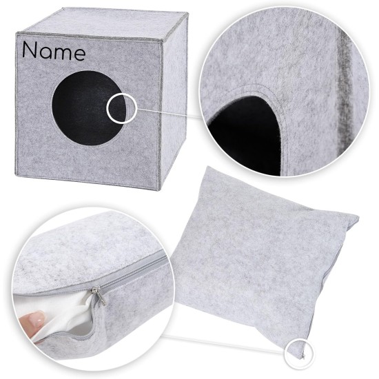 dibea Felt Cat Cave with or without Cushion, Foldable Cuddly Cave for Cats, Shelf for Cats, 33 x 37 x 33 cm dibea Felt Cat Cave with or without Cushion, Foldable Cuddly Cave for Cats, Shelf for Cats, 33 x 37 x 33 cm