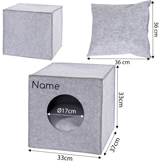 dibea Felt Cat Cave with or without Cushion, Foldable Cuddly Cave for Cats, Shelf for Cats, 33 x 37 x 33 cm dibea Felt Cat Cave with or without Cushion, Foldable Cuddly Cave for Cats, Shelf for Cats, 33 x 37 x 33 cm