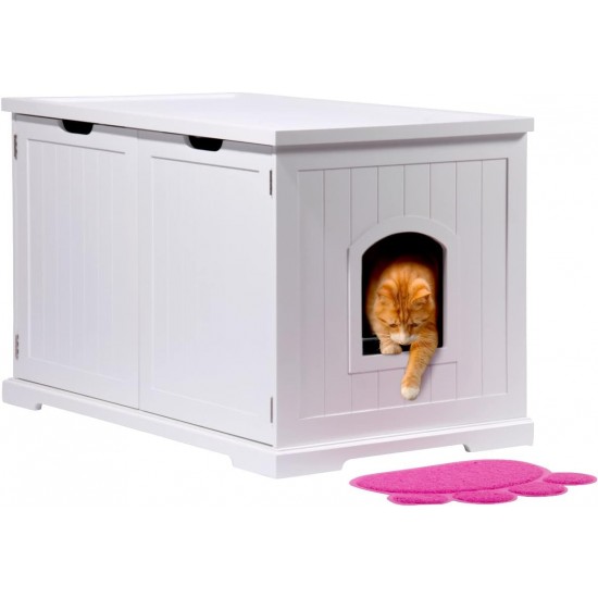 dobar® 35266e Zeta Cat Cabinet - Cat Cave for Cat Litter Trays - Cat House with Divider for Cat Litter Tray - Solid Wood Cat Furniture - 60 x 40 x 49 cm - White dobar® 35266e Zeta Cat Cabinet - Cat Cave for Cat Litter Trays - Cat House with Divider for Cat Litter Tray - Solid Wood Cat Furniture - 60 x 40 x 49 cm - White
