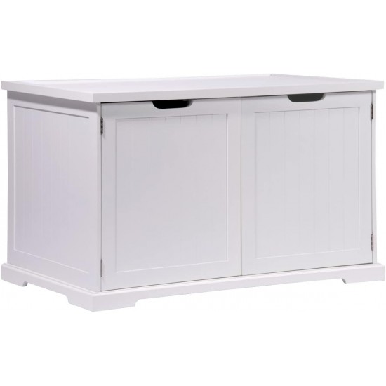 dobar® 35266e Zeta Cat Cabinet - Cat Cave for Cat Litter Trays - Cat House with Divider for Cat Litter Tray - Solid Wood Cat Furniture - 60 x 40 x 49 cm - White dobar® 35266e Zeta Cat Cabinet - Cat Cave for Cat Litter Trays - Cat House with Divider for Cat Litter Tray - Solid Wood Cat Furniture - 60 x 40 x 49 cm - White