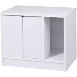 dobar® 35266e Zeta Cat Cabinet - Cat Cave for Cat Litter Trays - Cat House with Divider for Cat Litter Tray - Solid Wood Cat Furniture - 60 x 40 x 49 cm - White dobar® 35266e Zeta Cat Cabinet - Cat Cave for Cat Litter Trays - Cat House with Divider for Cat Litter Tray - Solid Wood Cat Furniture - 60 x 40 x 49 cm - White