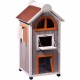dobar 55018 Big wooden cat house "Fancy Cat" for inside/outside, XL cat tower with 6 entrances and hammock, grey/orange/red dobar 55018 Big wooden cat house "Fancy Cat" for inside/outside, XL cat tower with 6 entrances and hammock, grey/orange/red