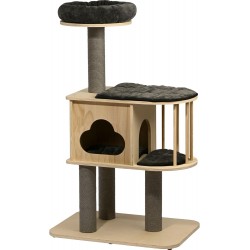 dobar® Mila Large Wooden Cat Scratching Post with Removable Anthracite Covers - Sturdy Cat Tree with Cuddly Cave - 68 x 48 x 116 cm dobar® Mila Large Wooden Cat Scratching Post with Removable Anthracite Covers - Sturdy Cat Tree with Cuddly Cave - 68 x 48 x 116 cm