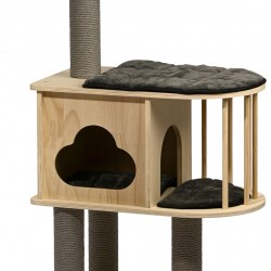 dobar® Mila Large Wooden Cat Scratching Post with Removable Anthracite Covers - Sturdy Cat Tree with Cuddly Cave - 68 x 48 x 116 cm dobar® Mila Large Wooden Cat Scratching Post with Removable Anthracite Covers - Sturdy Cat Tree with Cuddly Cave - 68 x 48 x 116 cm