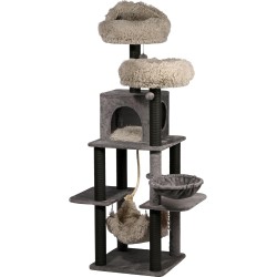 dobar® Sophie XL Wooden Scratching Post with Anthracite and Removable Covers - Sturdy Cat Furniture for Claw Care and Sleeping - 50 x 50 x 160 cm dobar® Sophie XL Wooden Scratching Post with Anthracite and Removable Covers - Sturdy Cat Furniture for Claw Care and Sleeping - 50 x 50 x 160 cm