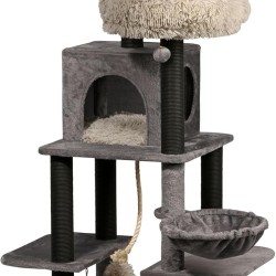 dobar® Sophie XL Wooden Scratching Post with Anthracite and Removable Covers - Sturdy Cat Furniture for Claw Care and Sleeping - 50 x 50 x 160 cm dobar® Sophie XL Wooden Scratching Post with Anthracite and Removable Covers - Sturdy Cat Furniture for Claw Care and Sleeping - 50 x 50 x 160 cm