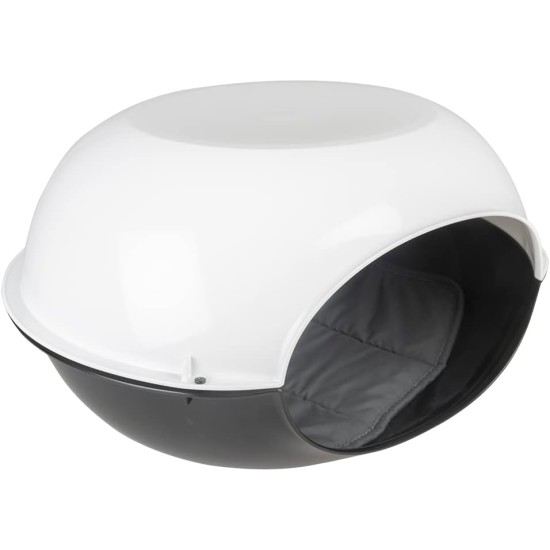 duvoplus, Plastic Igloo for Cats with Luna Cushion, 57 x 38 x 31 cm, Black, Cuddly, Shelter and Sleeping Area for Any Cat, with Removable Cushion, Easy to Clean duvoplus, Plastic Igloo for Cats with Luna Cushion, 57 x 38 x 31 cm, Black, Cuddly, Shelter and Sleeping Area for Any Cat, with Removable Cushion, Easy to Clean