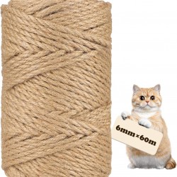heuchaey Sisal Scratching Post Cord, 6 mm x 60 m, Sisal Rope for Scratching Post, Natural Sisal Rope for Cats, Sisal Rope for DIY, Decoration, Cat Rope Accessories, Cat Toy, Rope for Cats heuchaey Sisal Scratching Post Cord, 6 mm x 60 m, Sisal Rope for Scratching Post, Natural Sisal Rope for Cats, Sisal Rope for DIY, Decoration, Cat Rope Accessories, Cat Toy, Rope for Cats