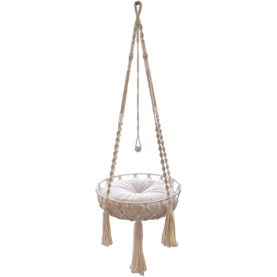 jackfru Cat Hammock, Macrame Cat Bed, Hammock for Cat, Cat Swing, Hand Knitted Hanging Cat Nest, Pet Swing (45 cm) jackfru Cat Hammock, Macrame Cat Bed, Hammock for Cat, Cat Swing, Hand Knitted Hanging Cat Nest, Pet Swing (45 cm)