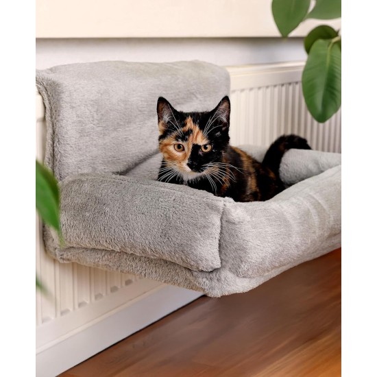 lionto Cat Bed for Heaters, Cat Heating Lounger, Cat Hammock for Heaters, Dark Grey lionto Cat Bed for Heaters, Cat Heating Lounger, Cat Hammock for Heaters, Dark Grey