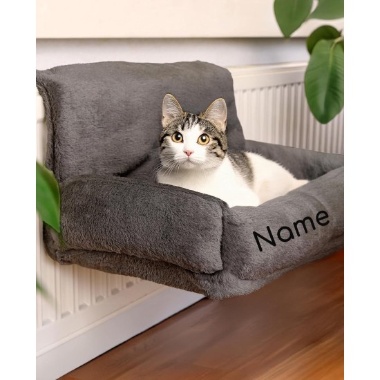 lionto Cat Bed for Heaters, Cat Heating Lounger, Cat Hammock for Heaters, Dark Grey lionto Cat Bed for Heaters, Cat Heating Lounger, Cat Hammock for Heaters, Dark Grey