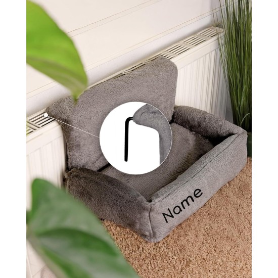 lionto Cat Bed for Heaters, Cat Heating Lounger, Cat Hammock for Heaters, Dark Grey lionto Cat Bed for Heaters, Cat Heating Lounger, Cat Hammock for Heaters, Dark Grey