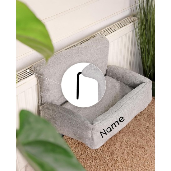 lionto Cat Bed for Heaters, Cat Heating Lounger, Cat Hammock for Heaters, Dark Grey lionto Cat Bed for Heaters, Cat Heating Lounger, Cat Hammock for Heaters, Dark Grey