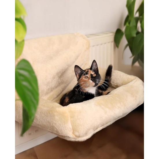 lionto Cat Bed for Heaters, Cat Heating Lounger, Cat Hammock for Heaters, Dark Grey lionto Cat Bed for Heaters, Cat Heating Lounger, Cat Hammock for Heaters, Dark Grey