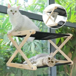 pecute Cat Window Seats (up to 20 kg), Cat Window Lounger Double Decker, Cat Hammock for Cats with Solid Wood and Metal, Sturdy Cat Hammock Window with Suction Cup pecute Cat Window Seats (up to 20 kg), Cat Window Lounger Double Decker, Cat Hammock for Cats with Solid Wood and Metal, Sturdy Cat Hammock Window with Suction Cup