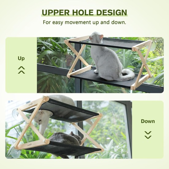 pecute Cat Window Seats (up to 20 kg), Cat Window Lounger Double Decker, Cat Hammock for Cats with Solid Wood and Metal, Sturdy Cat Hammock Window with Suction Cup pecute Cat Window Seats (up to 20 kg), Cat Window Lounger Double Decker, Cat Hammock for Cats with Solid Wood and Metal, Sturdy Cat Hammock Window with Suction Cup